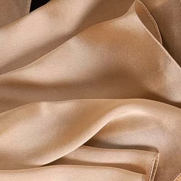 Light Camel Brown 100% SILK SATIN Large Shawl Scarf Wrap Beige Wedding CoverUp - Picture 4 of 7